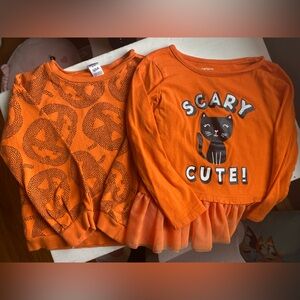 Carter's Orange Cat Print Long Sleeve Tee